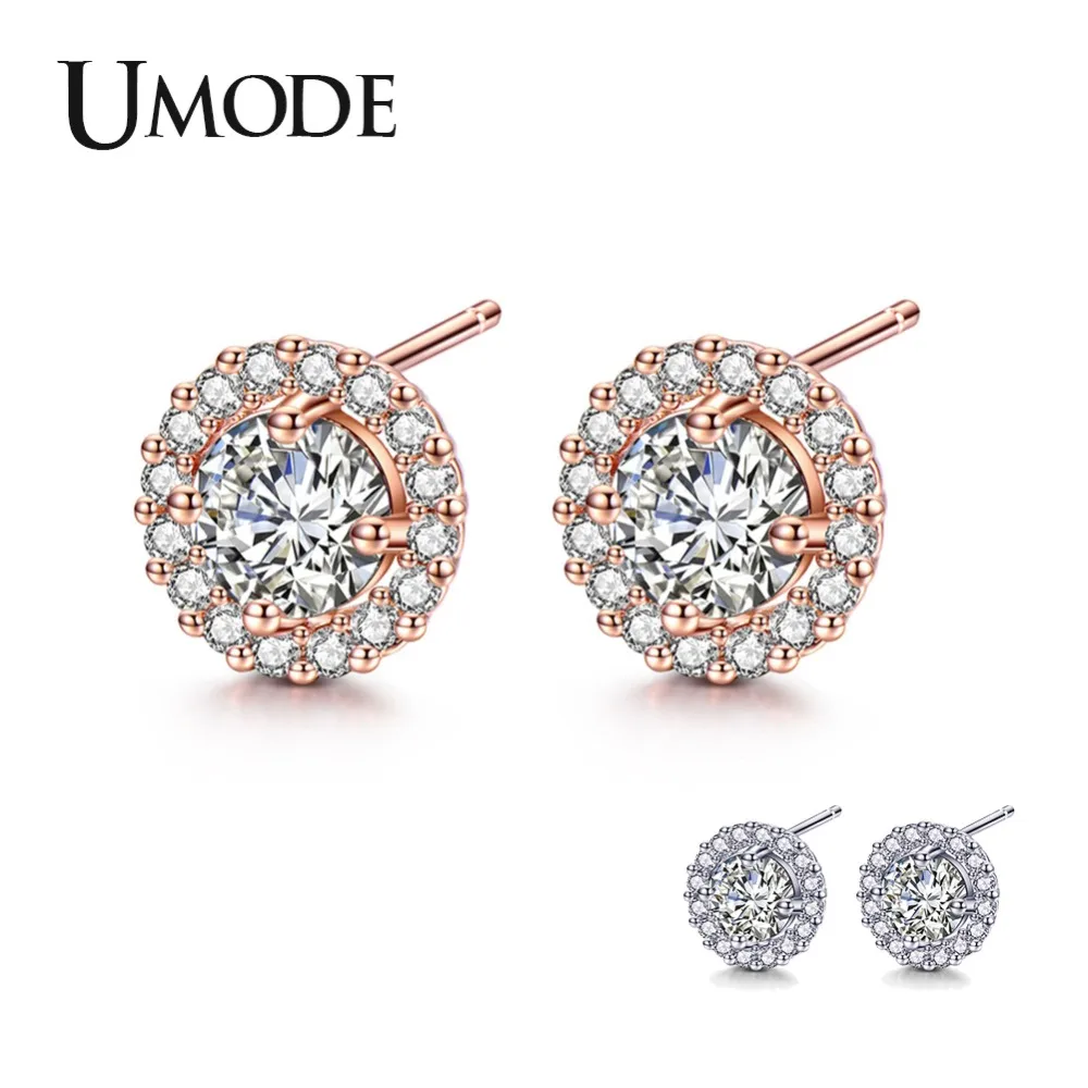 Женские маленькие серьги гвоздики UMODE корейские с кубическим цирконием и