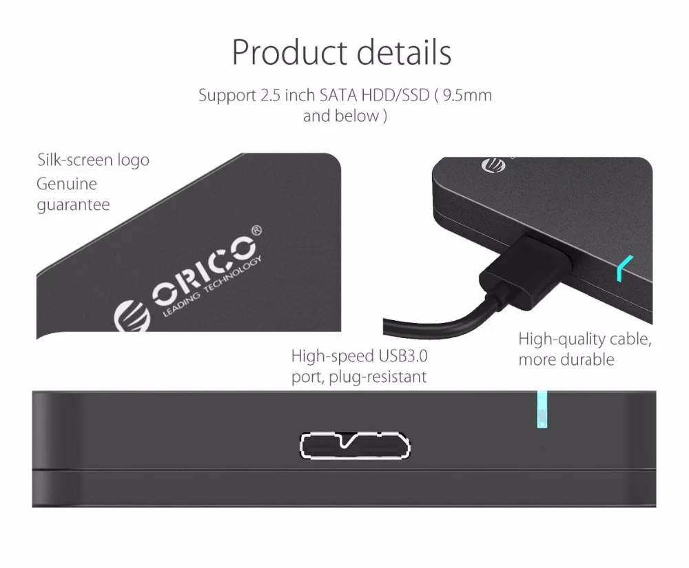ORICO 2569S3-V1-BK инструмент бесплатно USB 3,0 внешний жесткий диск Корпус USB 3,0 Hdd Чехол для 2," SATA HDD и SSD-черный/серебристый