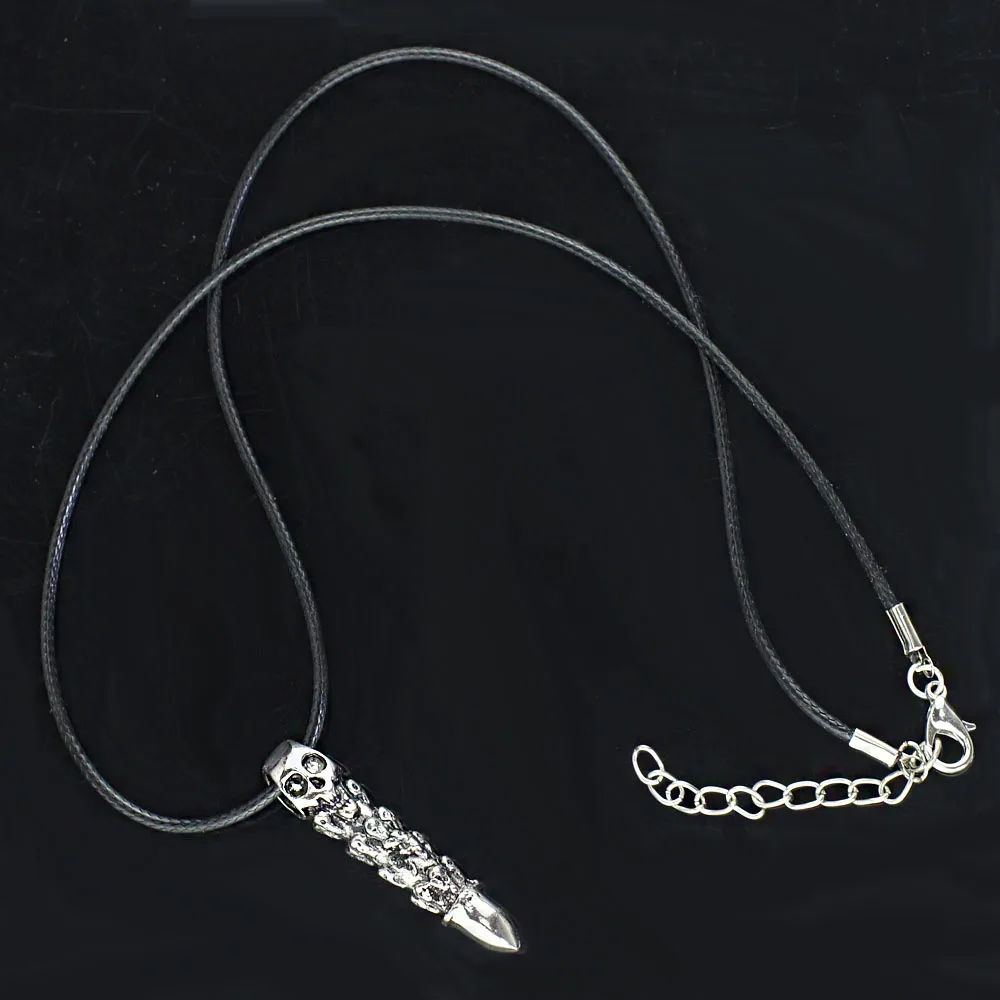 Dormon панк титановая нержавеющая сталь Скелет Череп пуля кожаная цепочка ожерелье