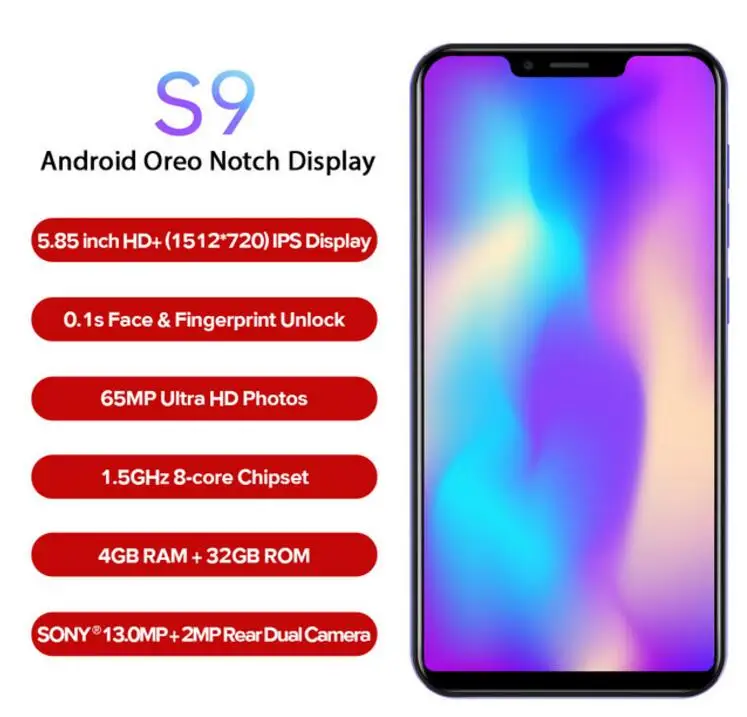 Leagoo S9 4G LTE телефона 5 85 &quotHD 19:9 Экран MTK6750 Octa Core 4 GB Оперативная память 32 ГБ