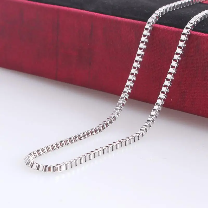 

2mm width silver color box chains length 60cm 316L Stainless steel Necklace for men women jewelry wholesale