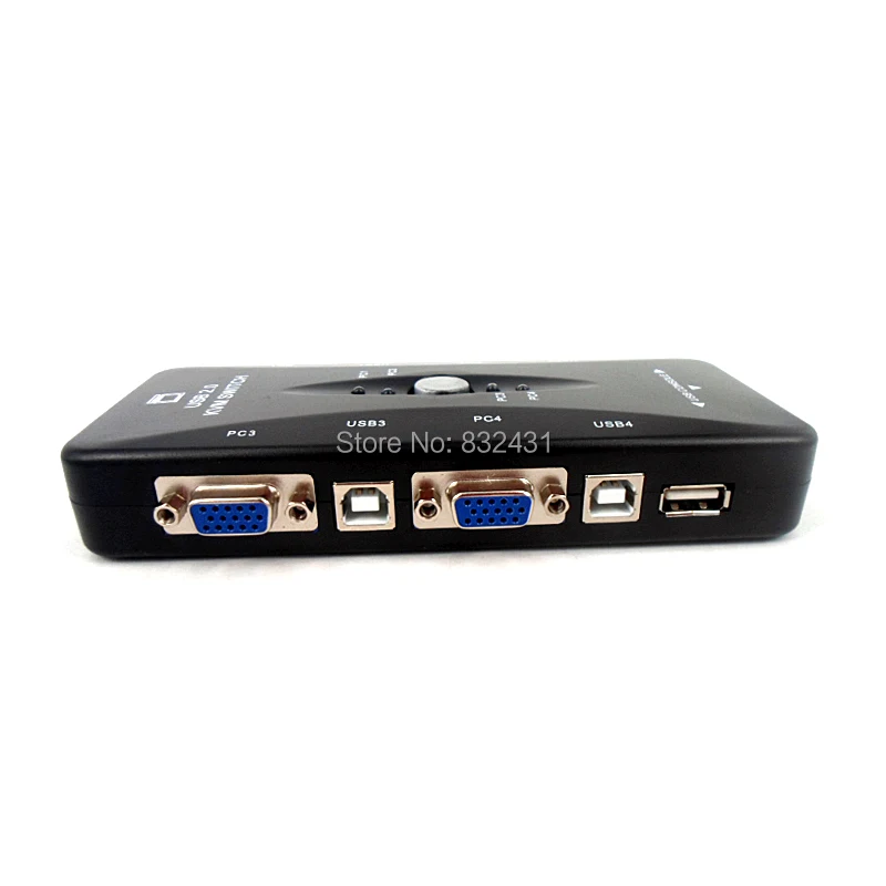 Новый черный 4 портовый адаптер USB 2 0 KVM Switch Box для подключения монитора принтера