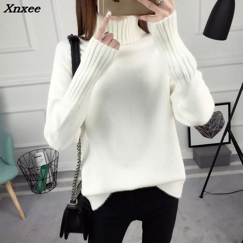 

New winter loose high-necked pullovers female qiu dong Han edition long-sleeved joker render sweater thickening Xnxee