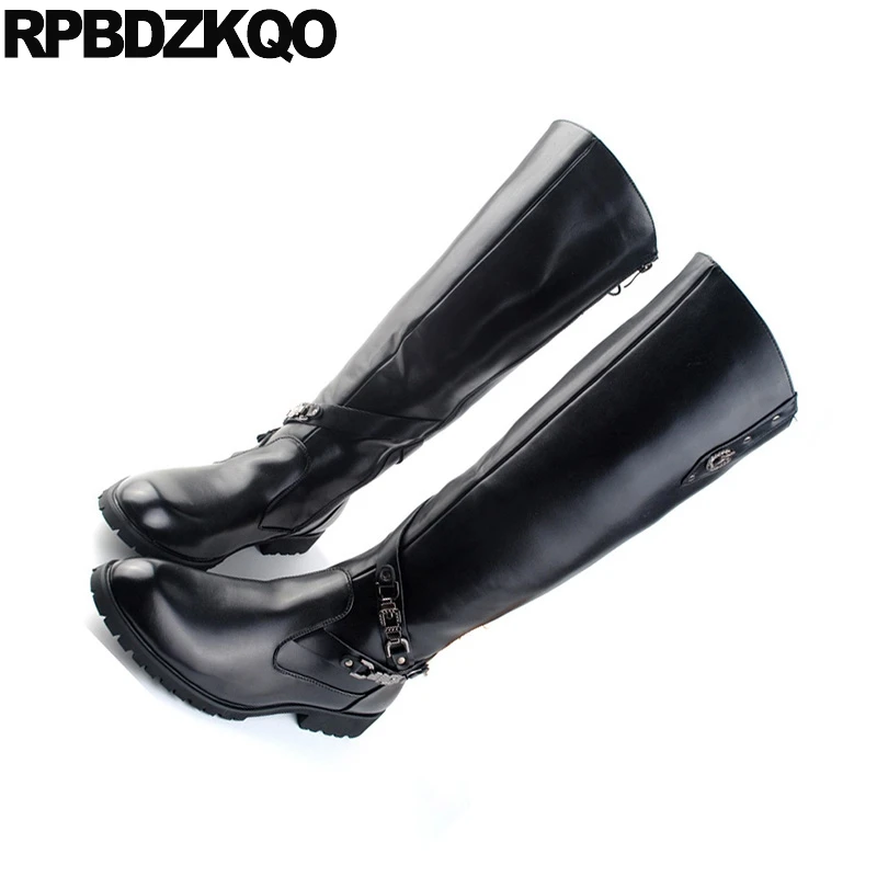 камень Runway обувь черный осень сапоги панк высокие коренастый британский стиль