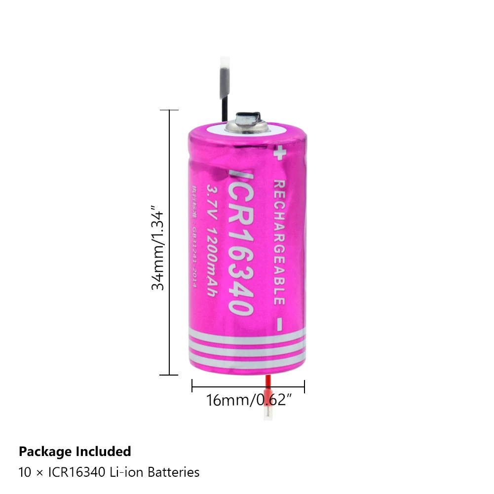 3 7 V 1200mAh ICR 16340 литиевая батарея с высоким током разряда + DIY Linie перезаряжаемая CR123A