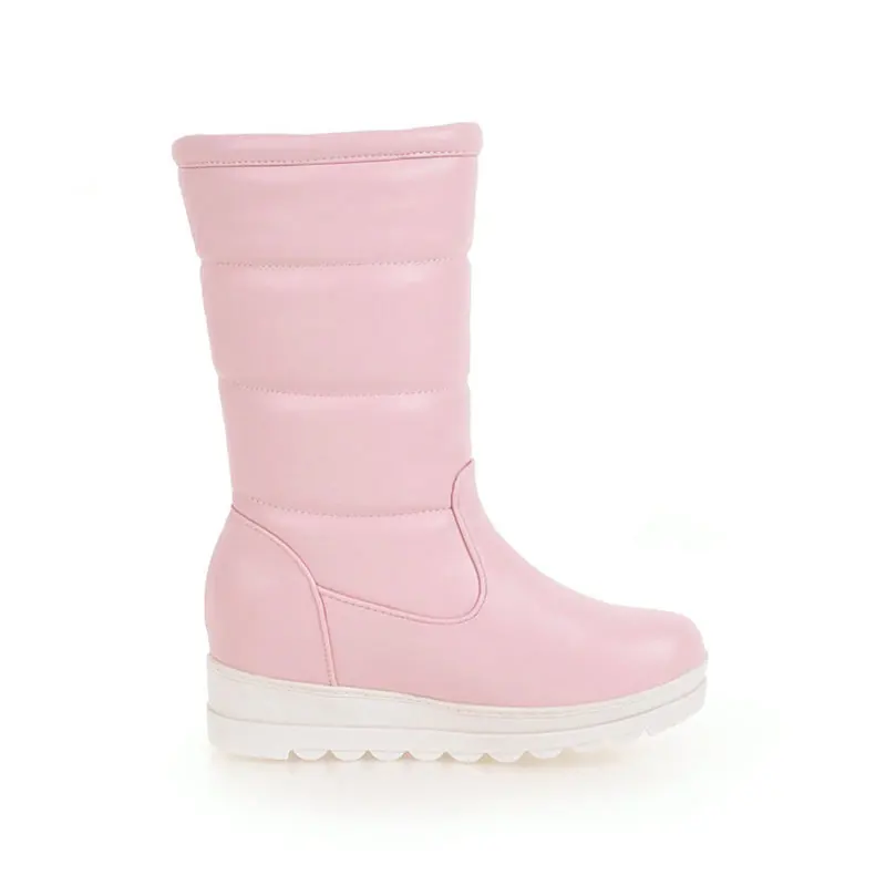 

Fanyuan Fashion Solid Crystal Mid-Calf Boots Flat Platform Warm Women Boots Winter Non-slip Waterproof Snow Boots Leisure Shoes