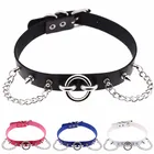 Ожерелье DIEZI в стиле Харадзюку, готическое широкое золотистое металлическое круглое ожерелье с заклепками, Воротник из искусственной кожи, бандажный чокер, эффектное Женское Ожерелье