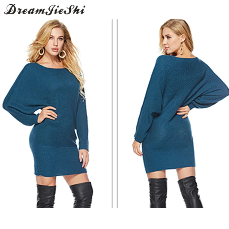 Dreamjieshi длинный свитер Femme пикантные с открытыми плечами вязаный Для женщин