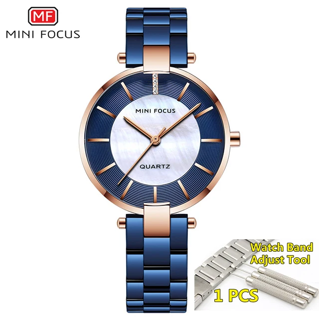 rose blue with tool Minifocus Роскошные элегантные женские часы водонепроницаемые ультратонкие женские наручные часы женское из нержавеющей стали часы Montre Femme - Цвет: rose blue with tool