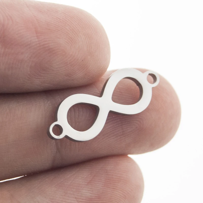 Risul Infinity Shape 8 letter Small Charm 2 ear loops pendant for Bracelet Necklace Diy jewelry make S.steel wholesale 50pcs | Украшения и