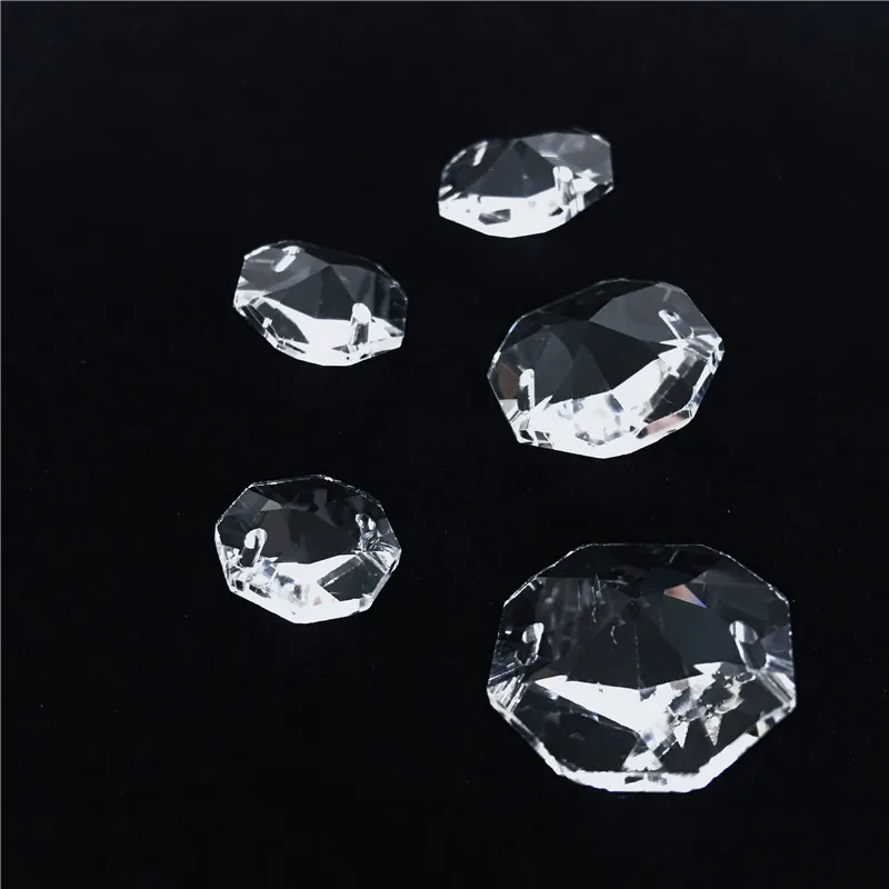 

500piece/lot 20mm Flower Cut Faceted Beads Crystal Octagon Beads in Two Holes Glass Chandelier Beads For Lamp Diy Festival Decor