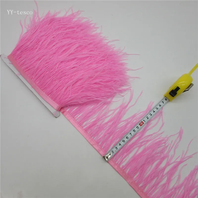 Pink 10 ярдов, высокое качество, страусиные перья, отделка, ткань, боковая лента, ширина 10-15 см, подходит для юбок/платьев/одежды, вечерние поделки своими руками - Цвет: Pink