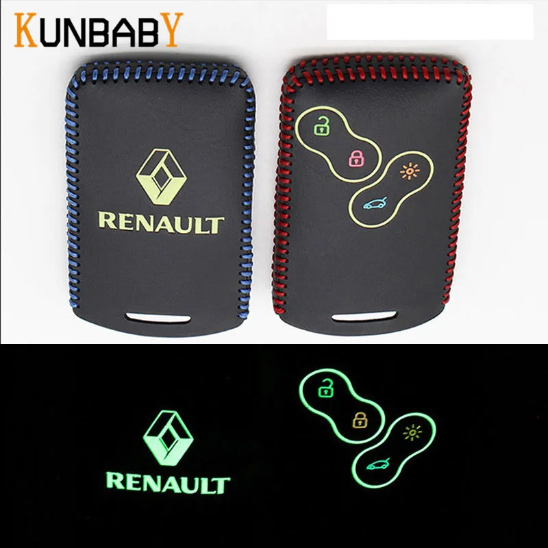 Кожанный чехол для автомобильного стайлинга светящийся 4BTN ключ крышка Renault Duster