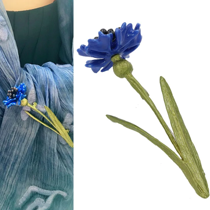 

gorgeous beautiful design enamel glaze Cornflower plant flower brooch corsage