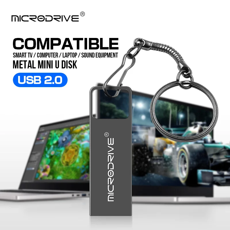 Серебристый/черный металлический флеш накопитель 16 ГБ 32 мини usb 64 128 2 0 брелок