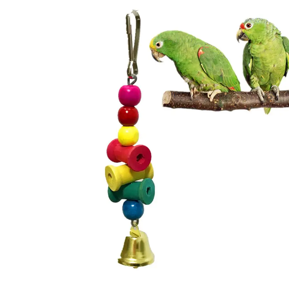 

Parrot Chew Toy Colorful Hanging Blocks Bell Pendant for Birds Pets Feed Play Toy