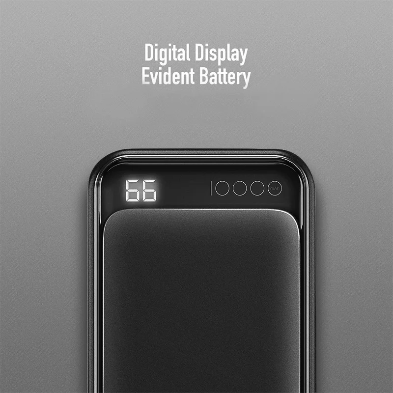 ROCK Mini цифровой дисплей внешний аккумулятор 10000 мАч портативный двойной USB для iPhone