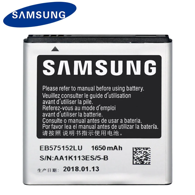 Оригинальный аккумулятор Samsung Galaxy S i9000 i9001 i9003 i589 i919 i8250 i897 EB575152LU 1650 мА ч|samsung original