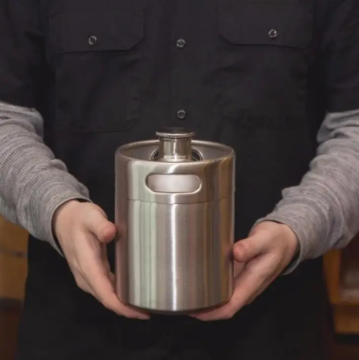 2L Homebrew Ворчун мини бочонок Нержавеющая сталь пива пивной гроулер винт Кепки