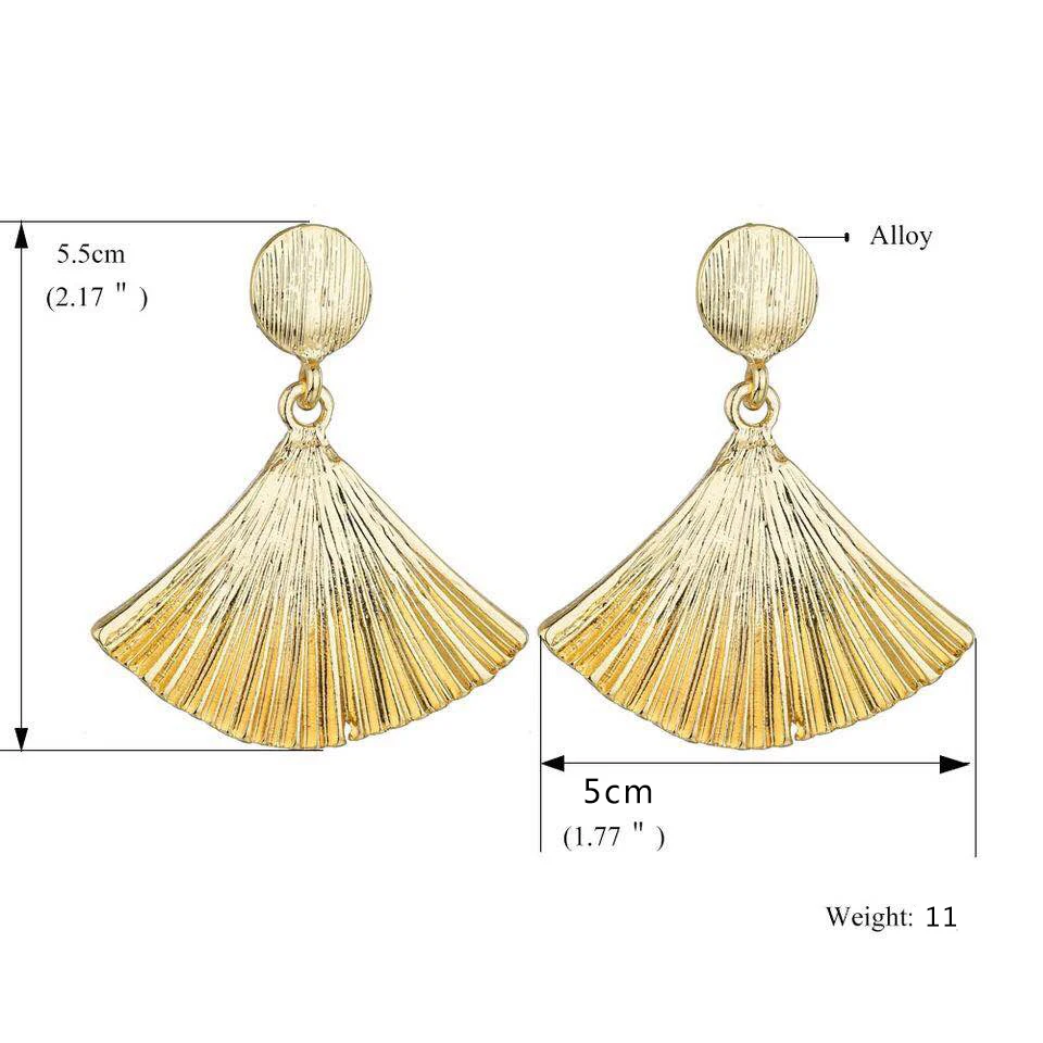 

Hot - selling ferroalloy earrings gold retro pendant earrings for women geometric fan punk jewelry gift accessories
