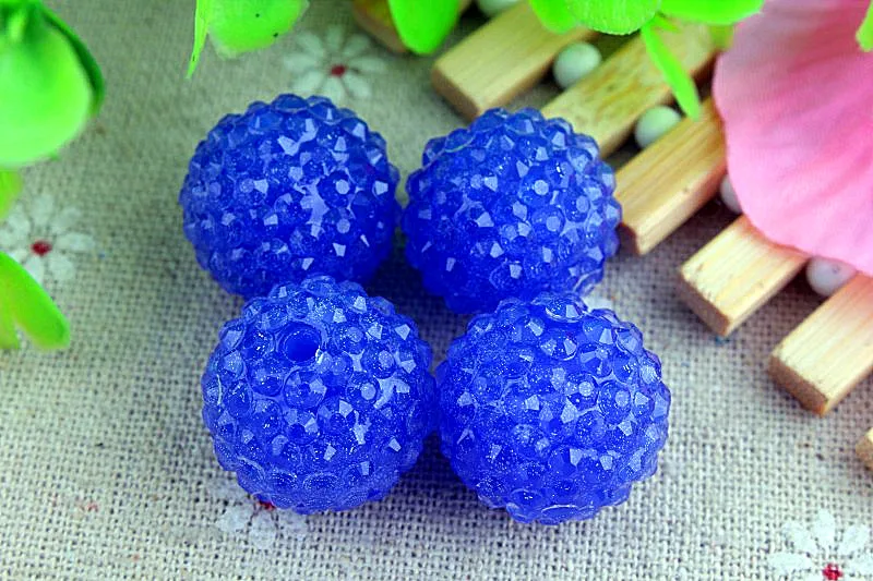 Kwoi vita Jelly Blue Clear Resin Rhinestone Ball beads Wholesales AAA Quality 20mm Chunky 100pcs/lotfor Kids Girl Jewelry | Украшения и
