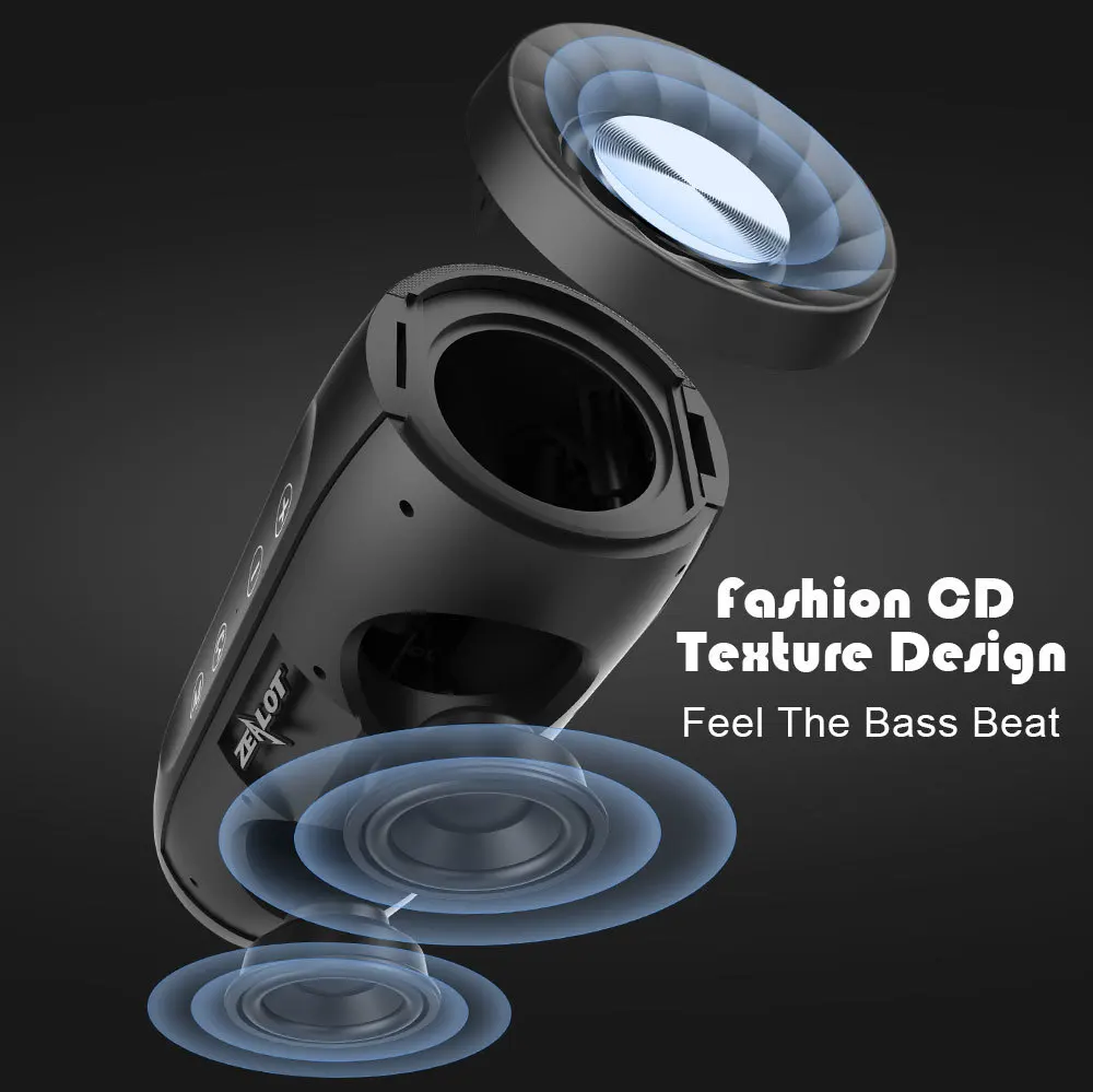 Zealot S16 портативный Bluetooth динамик открытый беспроводной бас Колонка 3d стерео звук сабвуфер Водонепроницаемый Sd/tf слот для карты