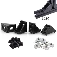 410 sets 2 hole 2020 corner bracket right angle 20series aluminum brackets with screws nuts for extrusion profile with slot 6mm