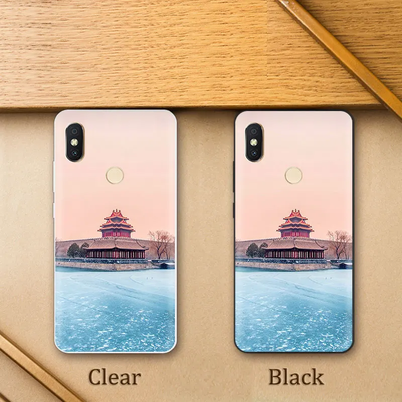 for Xiaomi Redmi S2 / Y2 Luxury Buliding Back Cover Black Matte Full Protection 5.99 inch Clear Silicone Phone Case |