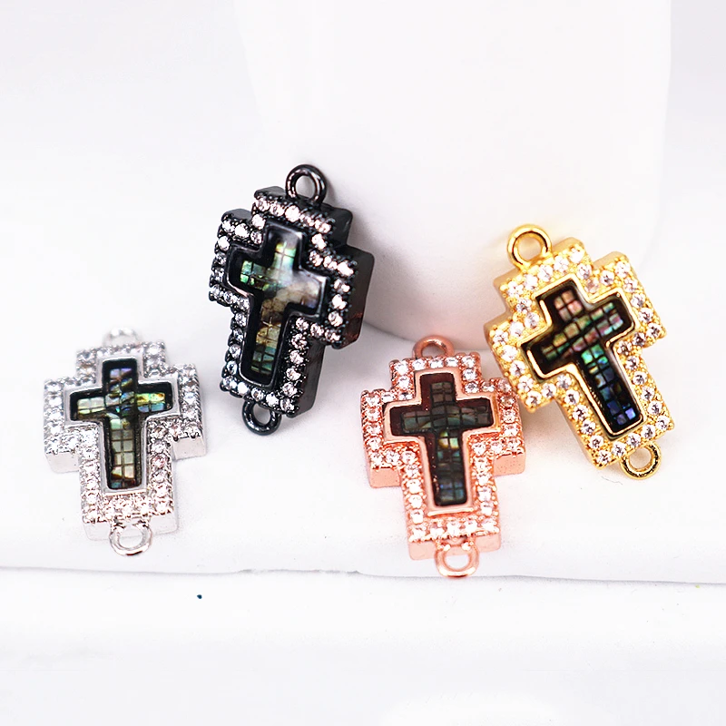 10 шт./лот Ювелирное Украшение на удачу мигающий изящный крест Micro Pave CZ для