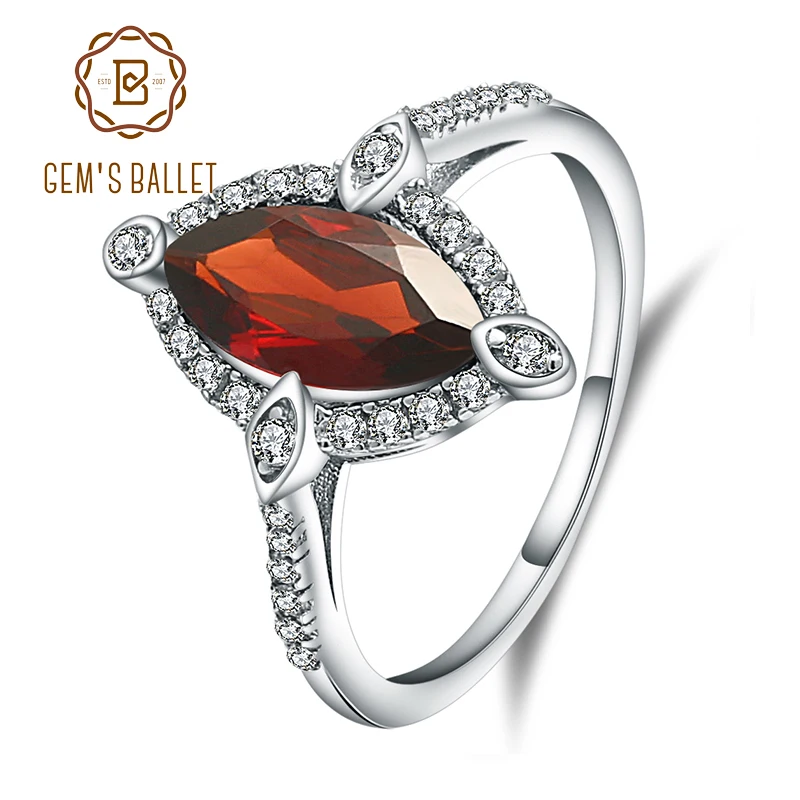

Gem's Ballet 2.11Ct Marquise Natural Red Garnet Gemstone Ring 925 Sterling Silver Fine Jewelry For Women Drop Shipping