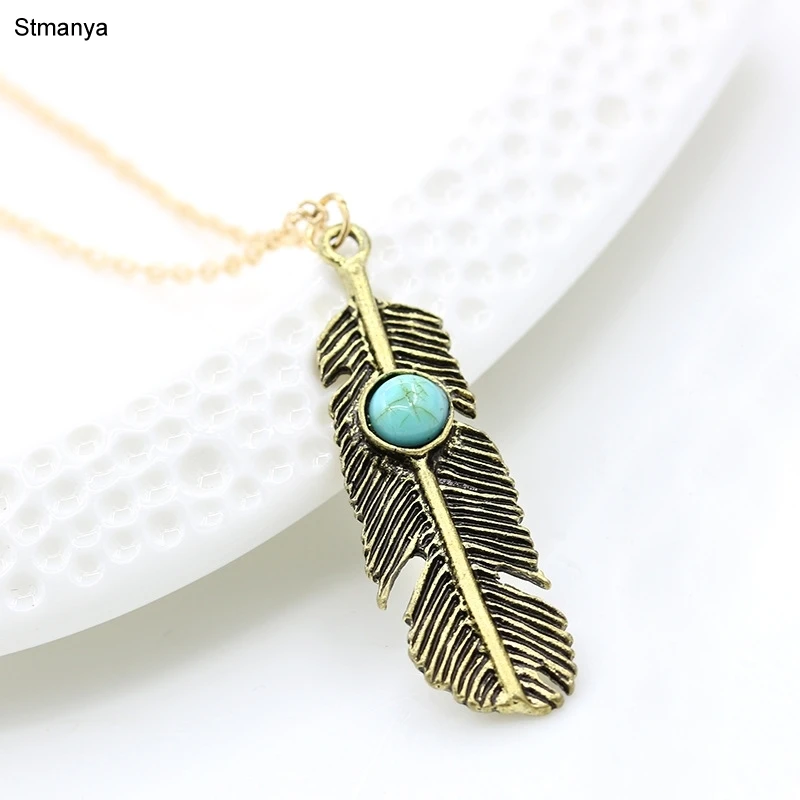 

Hot New Feather necklace Women Cute Retro Feather necklace beautiful Party Gift Jewelry N1010