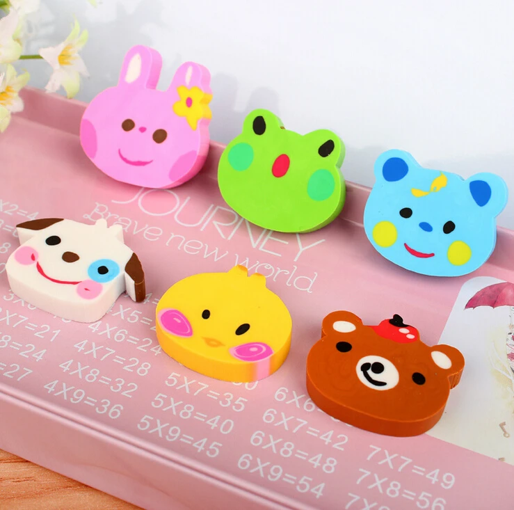 6 шт./лот резиновые ластики Kawaii Zoo Детские Подарочные принадлежности канцелярские