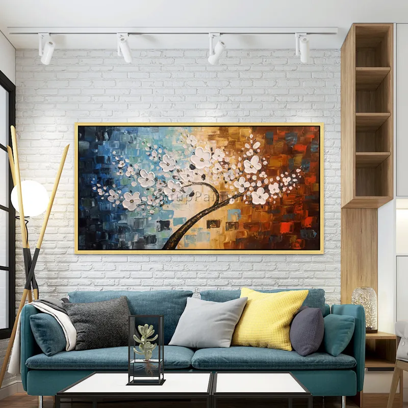 Canvas painting palette knife 3D texture flower tree Wall art Pictures For Living Room home decor caudros decoracion084 | Дом и сад
