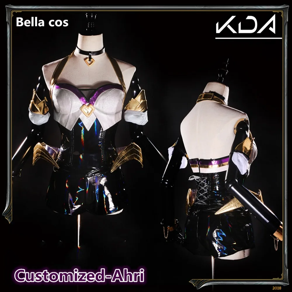 Женский костюм для косплея LOL KDA Ahri униформы костюмы на Хэллоуин топ + шорты