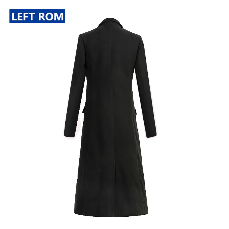 Новинка однотонное деловое Мужское пальто из тонкой шерсти длинное шерстяной