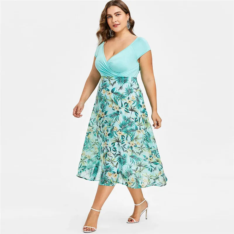 Женское платье с коротким рукавом Boho повседневное шифоновое средней длины