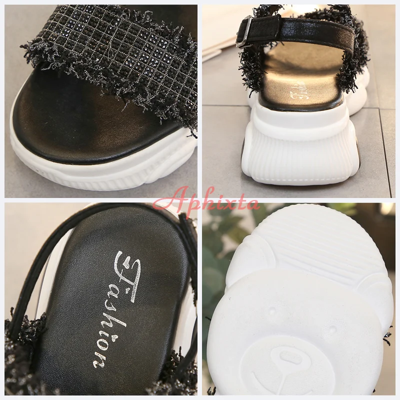 Женские сандалии на танкетке Aphixta летние платформе с блестками и пряжкой | Обувь