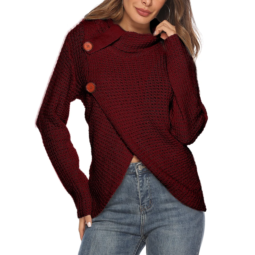AVODOVAMA M Slim Fit однотонные вязаные женские свитера с пуговицами теплые пуловеры