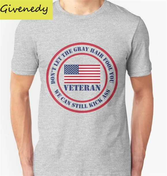 Бесплатная доставка ВЕТЕРАН дизайн печати майка 2016 Новый Лето повседневная