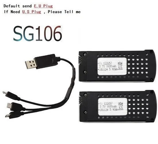 Белый 3,7 V 1600mAh литий-полимерный Батарея и(3 в 1) Зарядное устройство для SG106 р/у вертолет Квадрокоптер запасные Запчасти 3,7 в радиоуправляемый Дрон Батарея - Цвет: Белый