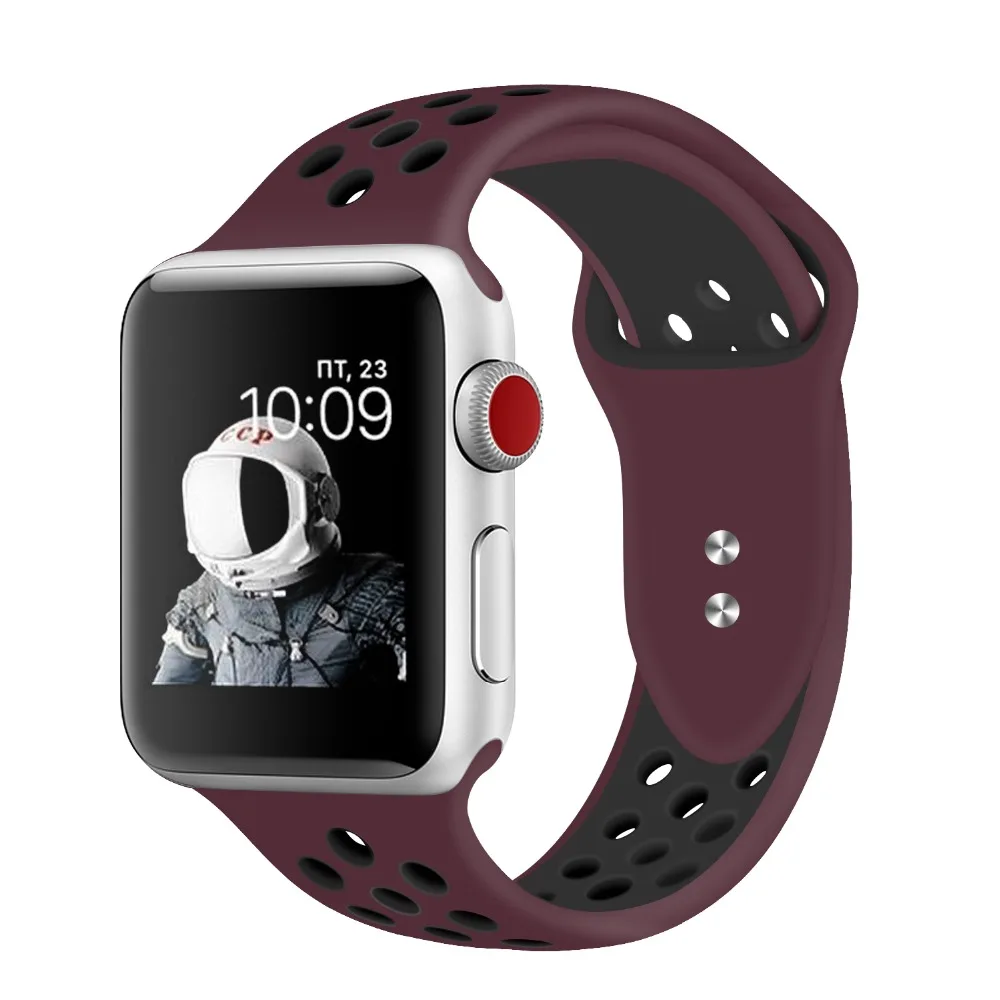Хохлатый спортивный ремешок для Apple Watch 4 Band 44 мм 40 мм correa iwatch series 4 силиконовый браслет на запястье ремешок для часов Nike