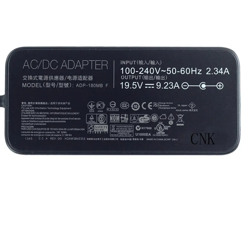 19 5 V 9.23A 180W адаптер Зарядное устройство для Asus ADP-180MB FA180PM111 04g266009420 0a001-00260000 90-nktpw4000t