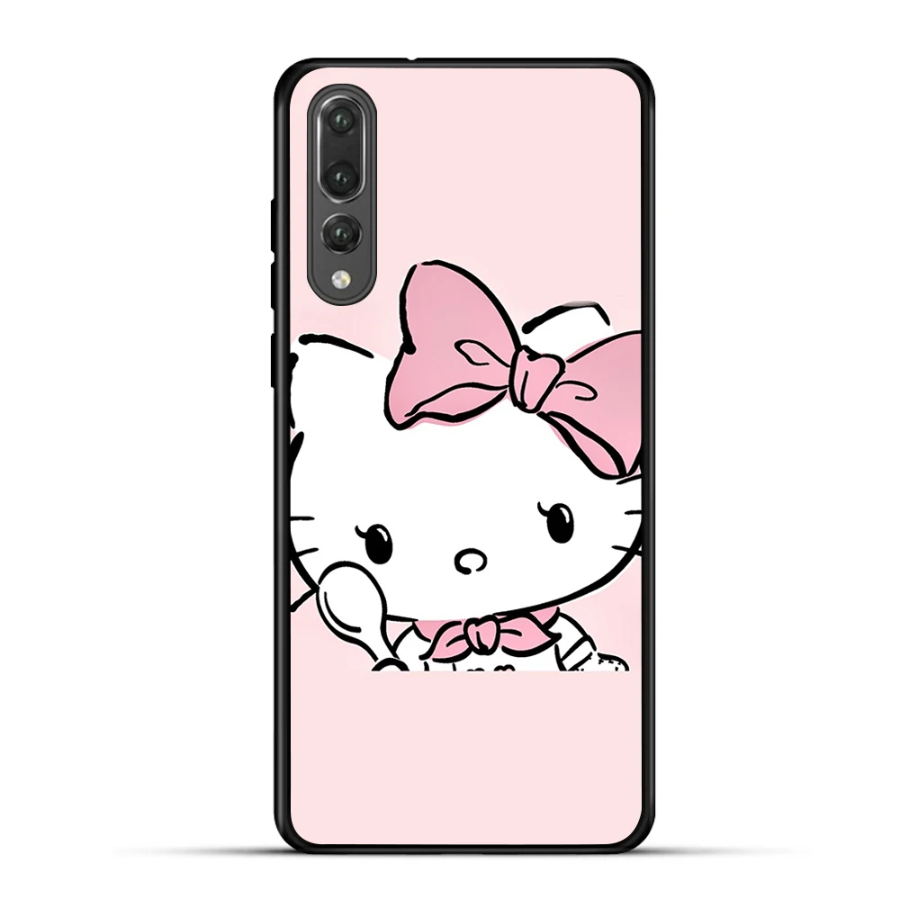 Черный чехол для телефона из ТПУ для huawei P20, чехол с рисунком hello kitty для huawei P20 lite mate 10 Lite, роскошный чехол