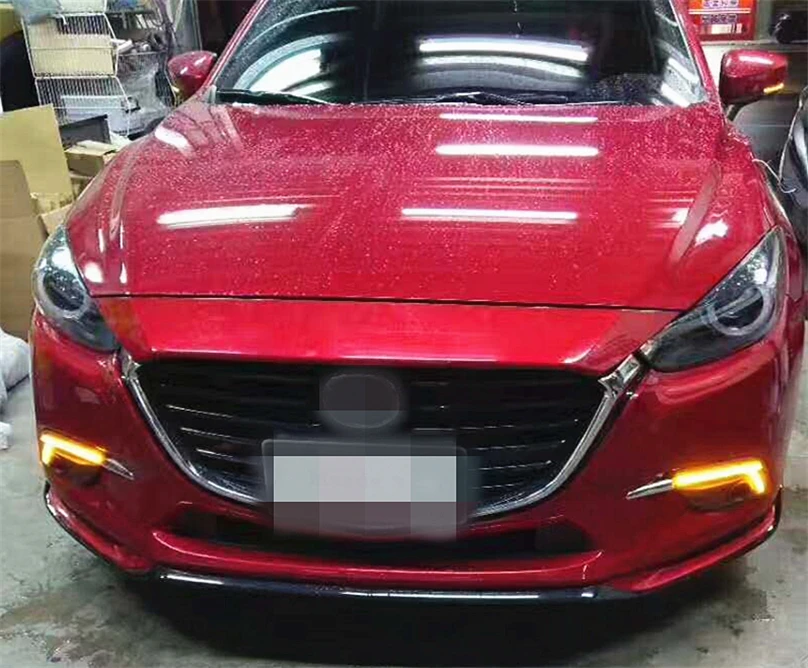 Автомобильная проблесковая для Mazda 3 Mazda3 Axela 2017 вождения DRL с желтым сигнал