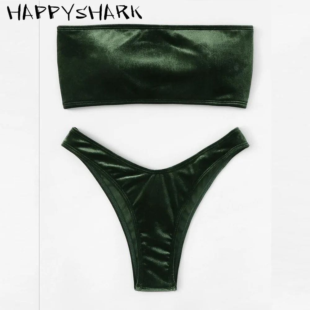 HAPPYSHARK Фиолетовый купальник на одно плечо новинка 2019 купальник-бандо женский