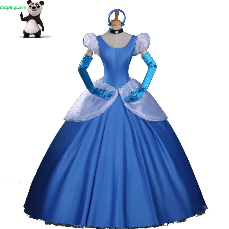 

Cosplaylove Dark Blue The Princess Cinderella Cosplay Costume Dress Adult Kid Custom Made