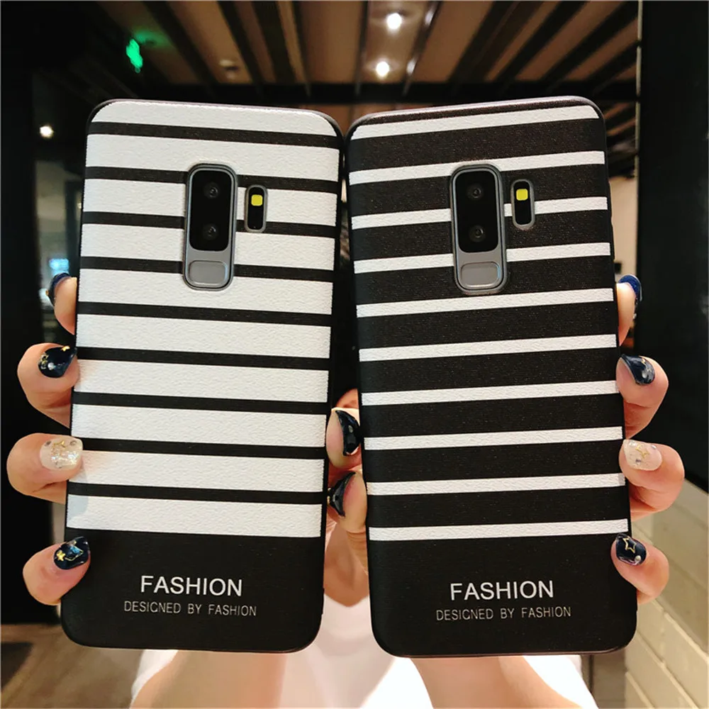Wrist Strap for Samsung S10 S9 S8 Plus Note 8 9 Phone Case stripe Patterned Cases Galaxy A2345670 M20 Soft Covers |