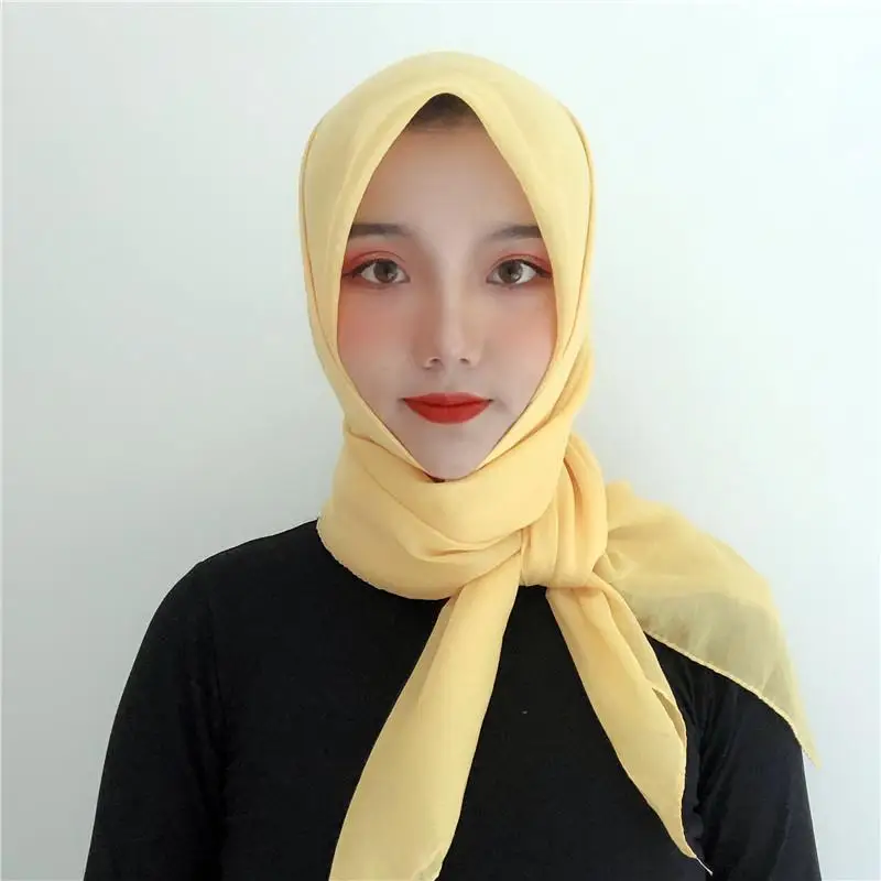 

New Plain Muslim Women Voile Hijab Square Scarf Islamic Head Wrap Scarves Headscarf Turban Bandanas Khimar Long Scarf 100*100cm