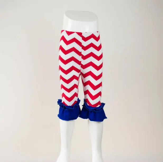 

2015 new hot children kids baby girls toddler infant knitted cotton ruffle capri Trousers 4th of July patriotic girl capri pant