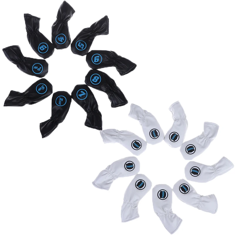 

9pcs Golf Iron Head Covers Iron Putter Protective Black Window Golf Club Iron Head Protector Golf Accessories